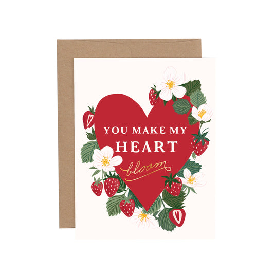 You Make my Heart Bloom Strawberry Greeting Card